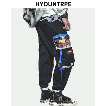 

Mens Side Pocket Cargo Harem Pants Autumn Casual Elastic Waist Trousers Streetwear Hip Hop Ankle Drawstring Sweatpants Joggers