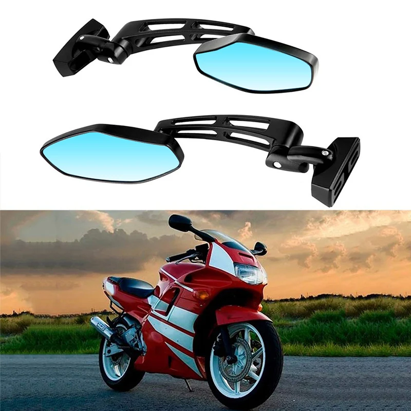 

Racbox 1pair mirrors for motorcycle Black Racing Rearview Mirror For Honda Suzuki Kawasaki Cruiser Chopper Sports moto mirror