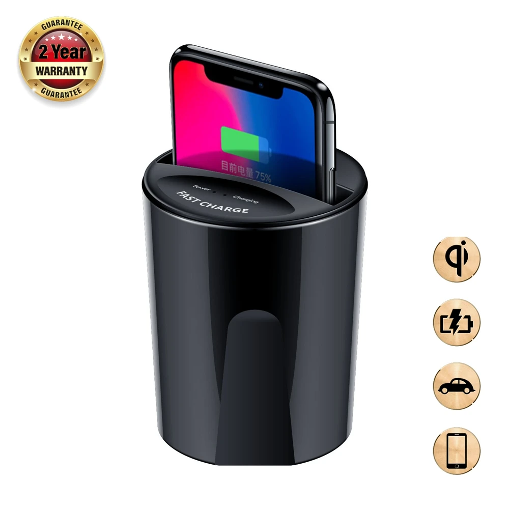 Fast QI Wireless Car Charger For Samsung Galaxy S9 S8 S7 S6 Edge iphone 8 10 X fast wireless charger cup Quick Charger holder