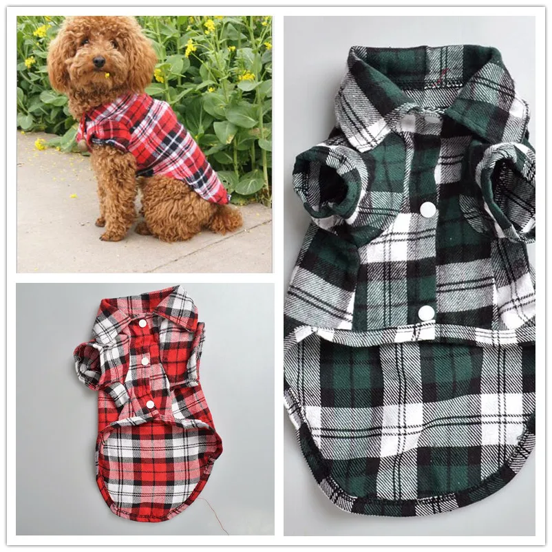 pet dog plaid shirt summer clothes for dogs cute dog clothing for small