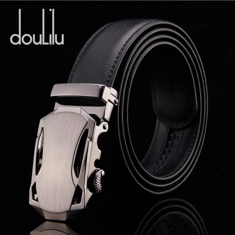 

Men's Jeans Belt 100% Genuine Leather High Quality Metal Automatic Buckles Vintage Black Long Strap Luxury Brand Belts For Men