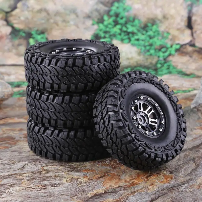 

4pcs 1.9 inch Wheel Rim Rubber Tire Set Hexagonal Drive 12mm Outer Diameter 120mm For 1/10 RC Crawler Car Axial