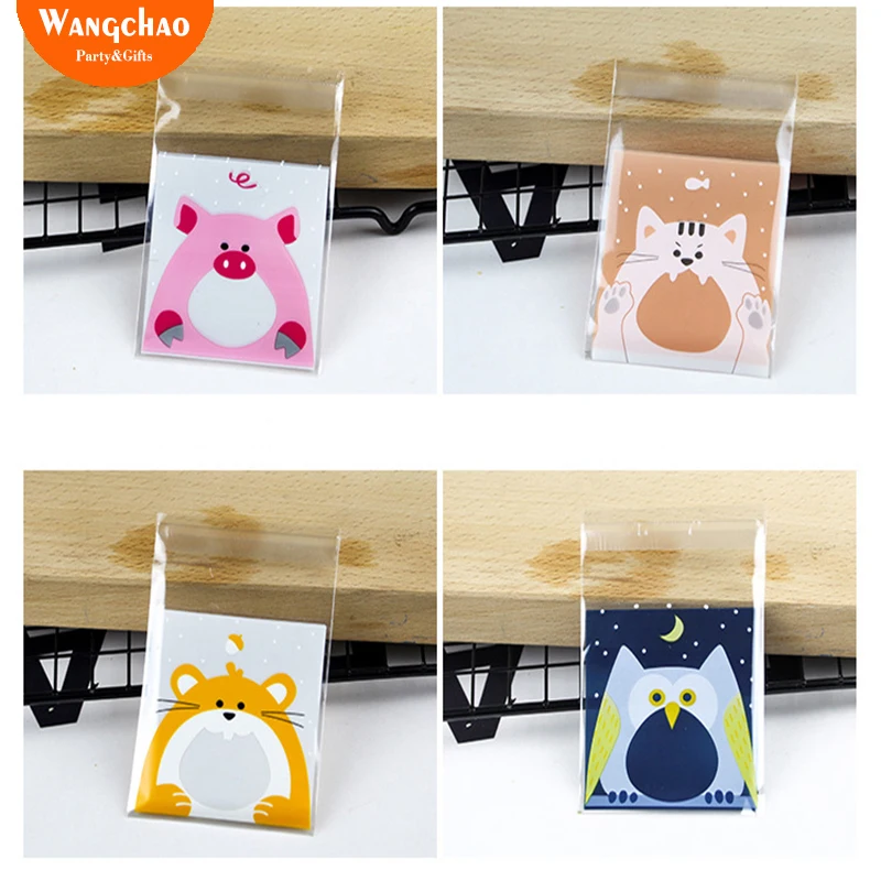 

100pcs/lot animals Cat packing Bag Wedding Gift Kids Pig Happy Birthday Decoration Cute Cartoon Candy Owl baby shower hot sale