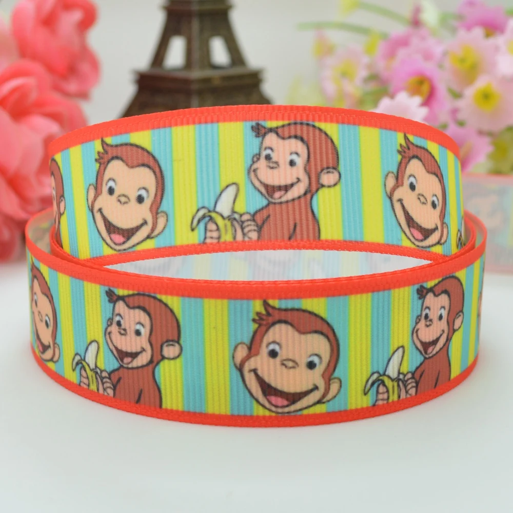 Duwes 7 8 22mm Curious George Monkey Printed Grosgrain Ribbon