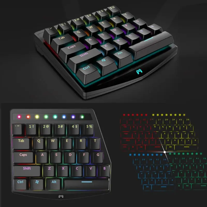 

RGB Gaming mechanical keyboard K1 27 Key Gaming Keyboard Bluetooth RGB Single Hand Mechanical Keyboard for PUBG LOL