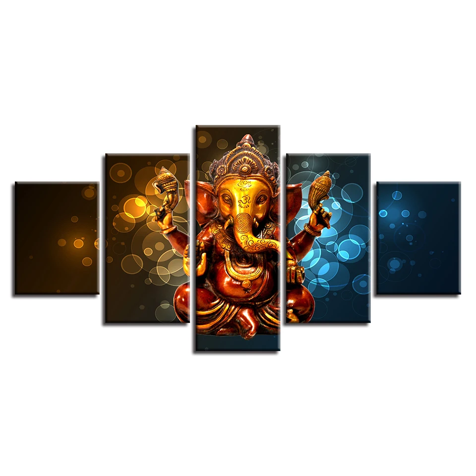 Модульный постер фоторамки 5 шт. ствол слона God Ganesha холст картины Декор для дома