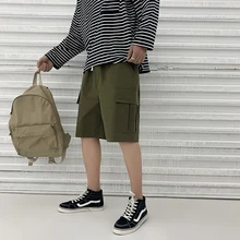 Летние Новые шорты мужские модные однотонные повседневные рабочие ветрозащитные шорты мужские уличные трендовые свободные штаны в стиле хип-хоп S-2XL