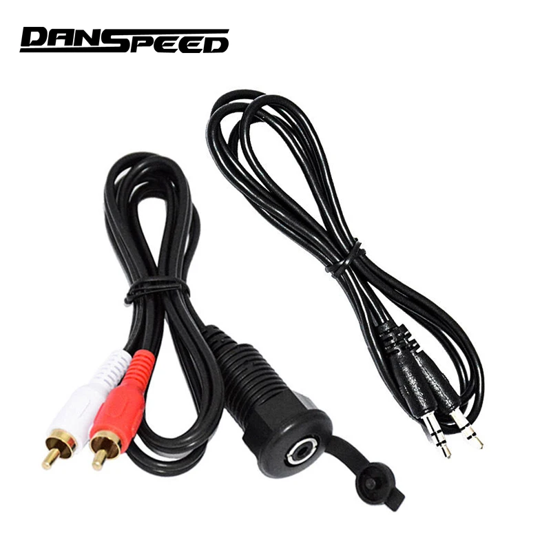 

DANSPEED 1M 2RCA to 3.5mm Flush Dash Aux Input Adapter Panel Mount +3.5mm Stereo Extension Cable