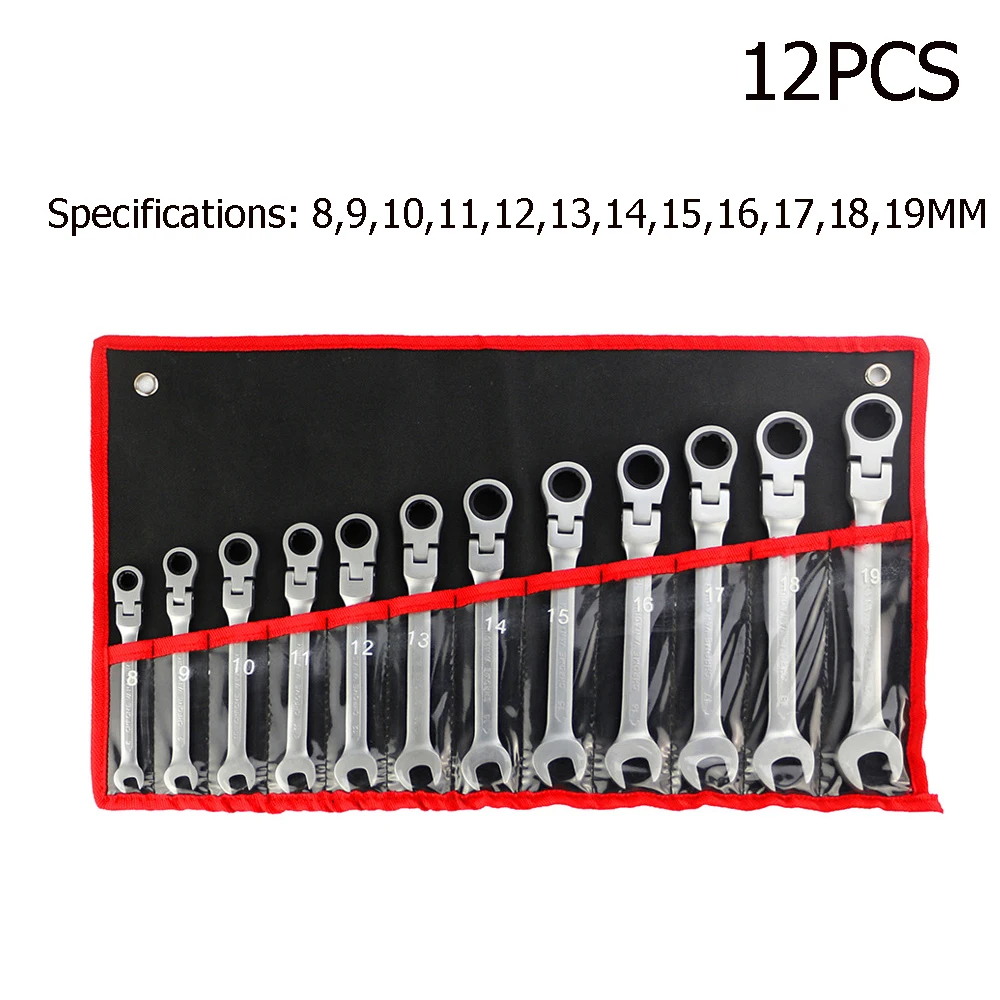 Ключи 12-24 мм набор инструментов для ремонта автомобиля набор ключей Двусторонняя комбинация короткая трещотка гаечный ключ - Цвет: 12pcs