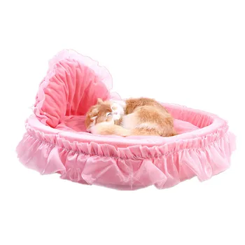 

New Lovely Cloth Dogs Beds Warm Soft Bow Lace Princess Bed for Small Dogs and Cats Pet Supplies Dog Accessories