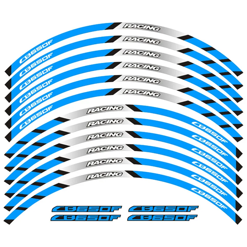 Мотоциклетные передние и задние колеса край внешний обод наклейки светоотражающие полосы колесные наклейки для Honda CB650F - Цвет: A Blue