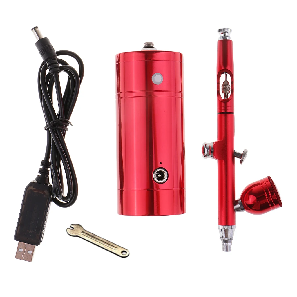

Multi-purpose Airbrush Air Compressor Kit, Dual Action 0.3mm Nozzle Paint Spray Kit Portable Air Brush Set USB Charger