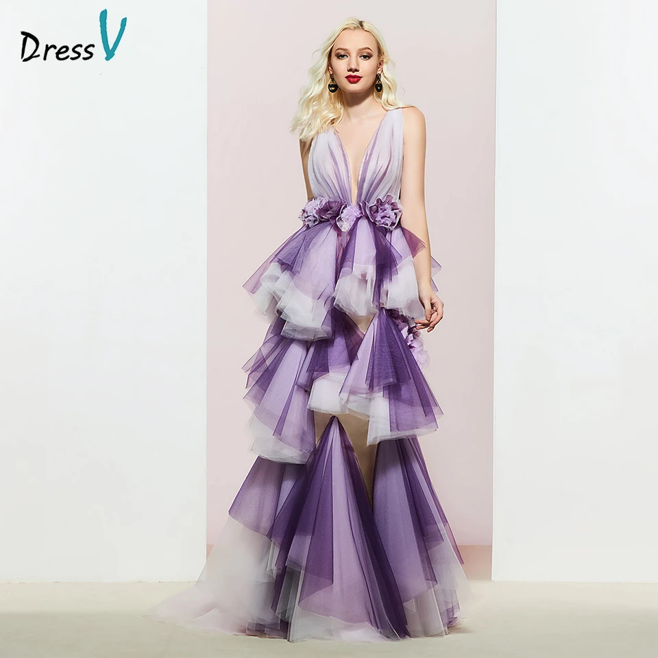 purple floor length dress