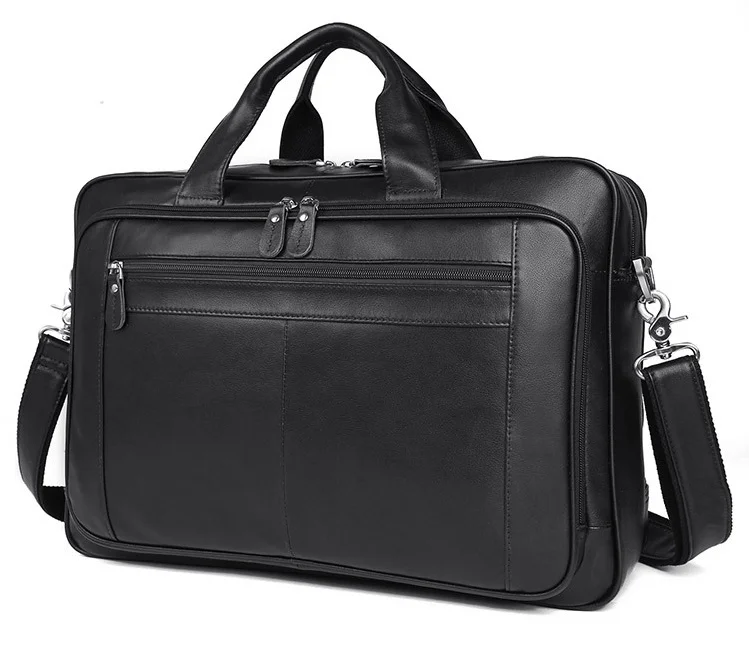 Luufan мужской портфель модная сумка из натуральной коровьей кожи Подходит для 17 дюймов ноутбука Бизнес большая емкость Мужская сумка на плечо черный