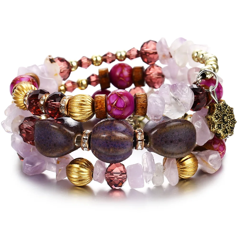 

Retro National Wind Imitation Natural Beaded Multi-layer Winding Bracelet String