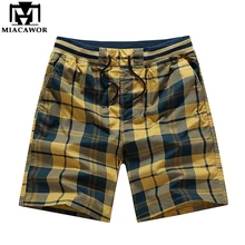 Miacawor летний плед повседневные мужские шорты хлопок Slim Fit шорты Homme модные пляжные шорты мужской Костюмы плюс Размеры K806