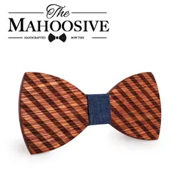 Mahoosive травления древесины лук Галстуки для мужчин свадебные костюмы деревянный галстук бабочка форма Bowknots Gravatas узкий галстук