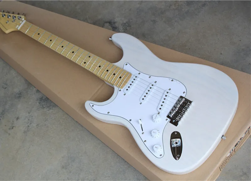 

Factory custom transparent white left handed body electric guitar with SSS pickups,white pickguard,can be customized