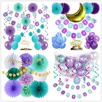 

New Birthday Party Decorations Under The Sea Swirl Decor Moon Garland Girl Greamlike Birthday Decor Supplies