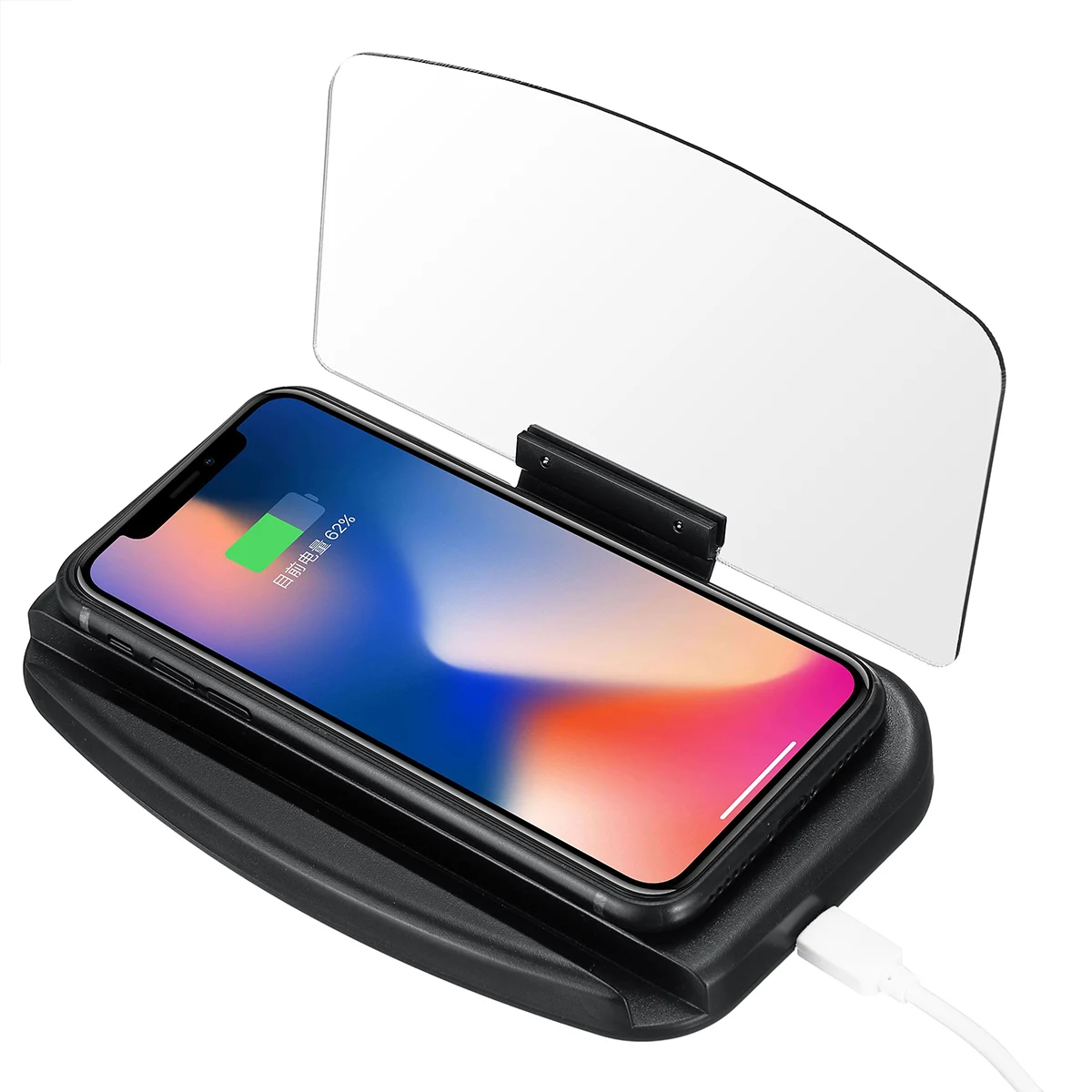 

10W 5W Wireless Charging Charger Car GPS HUD Head Up Navigation Display Phone Holder Anti Slip Mat for IPhone Huawei Samsung