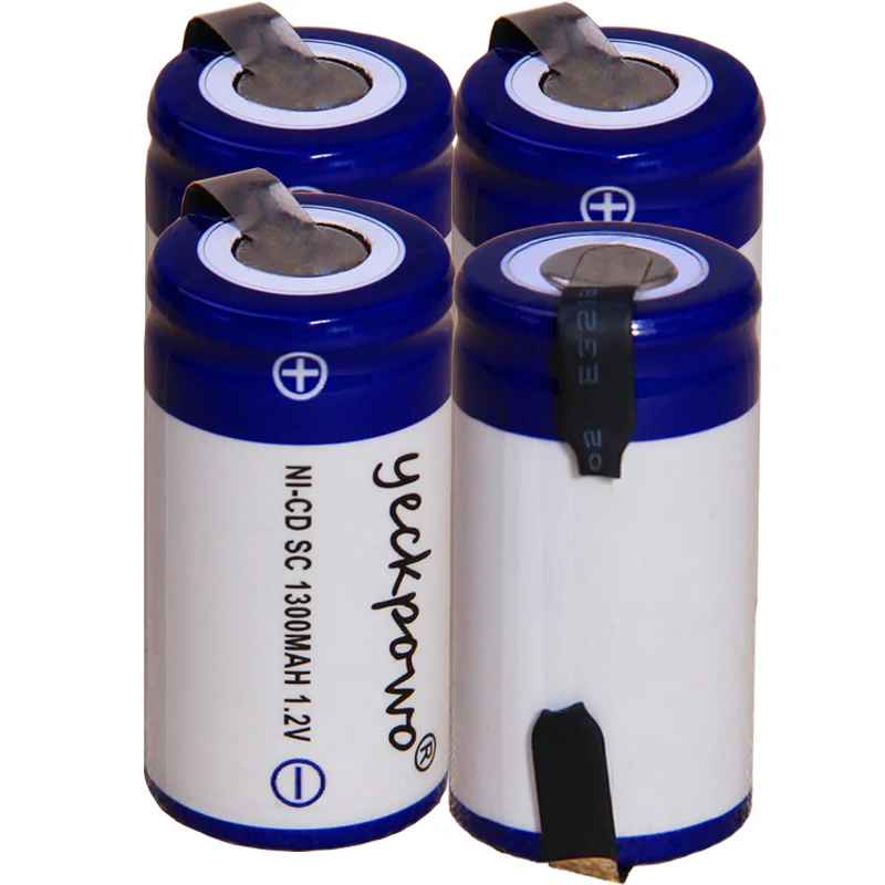 

yeckpowo 4 pieces SC battery 1,2v batteries nicd rechargeable for power tools 1300mAh for drill screwdriver real capacity