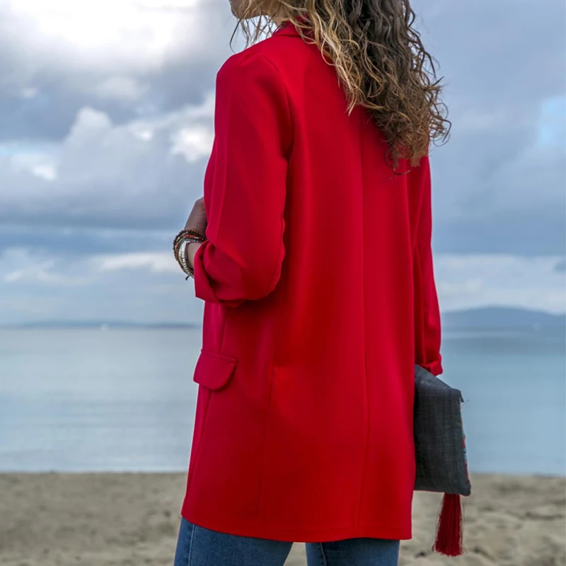 2019 New Suit Female Temperament Professional Casual Red Suit Jacket Elegant Women's Clothing Splicing Slim Solid color Suit 2019 New Suit Female Temperament Professional Casual Red Suit Jacket Elegant Women's Clothing Splicing Slim Solid color Suit