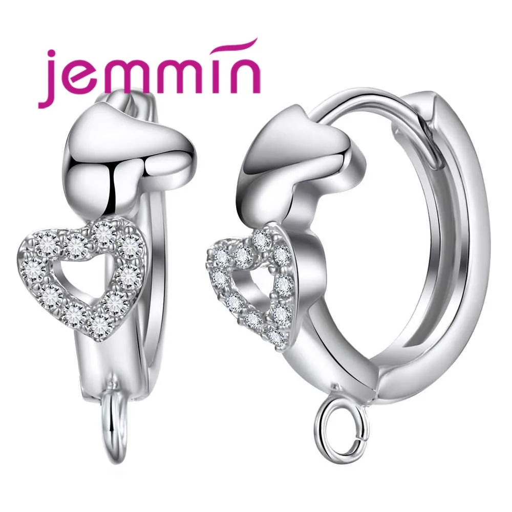 

Best Quality Sweet Heart Design Women Jewelry Earring Findings Shining Crytal Full Paved Pure 925 silver findings