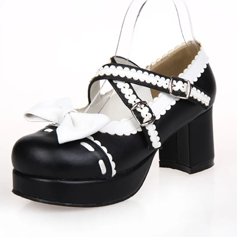 Женская обувь в стиле аниме «Лолита»; сезон весна-осень; женские кожаные туфли принцессы ручной работы на каблуке; обувь на платформе с высоким каблуком и бантом