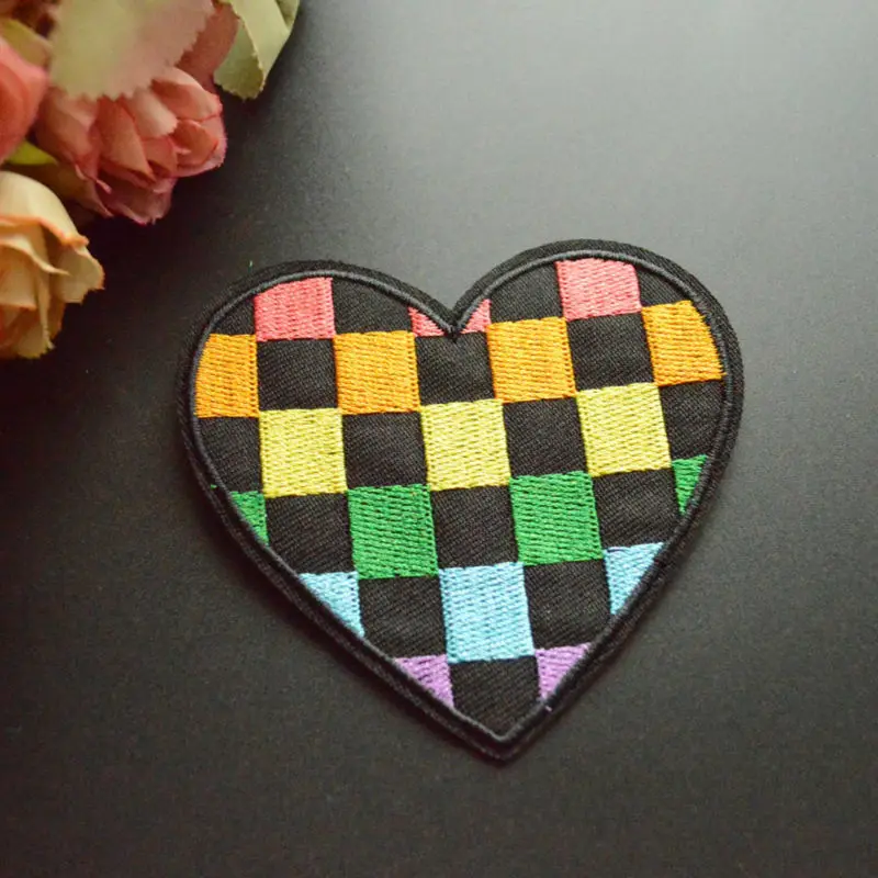 small wholesale patches 8cm*7.5cm colorful heart patch love patches Applique iron on patches 20