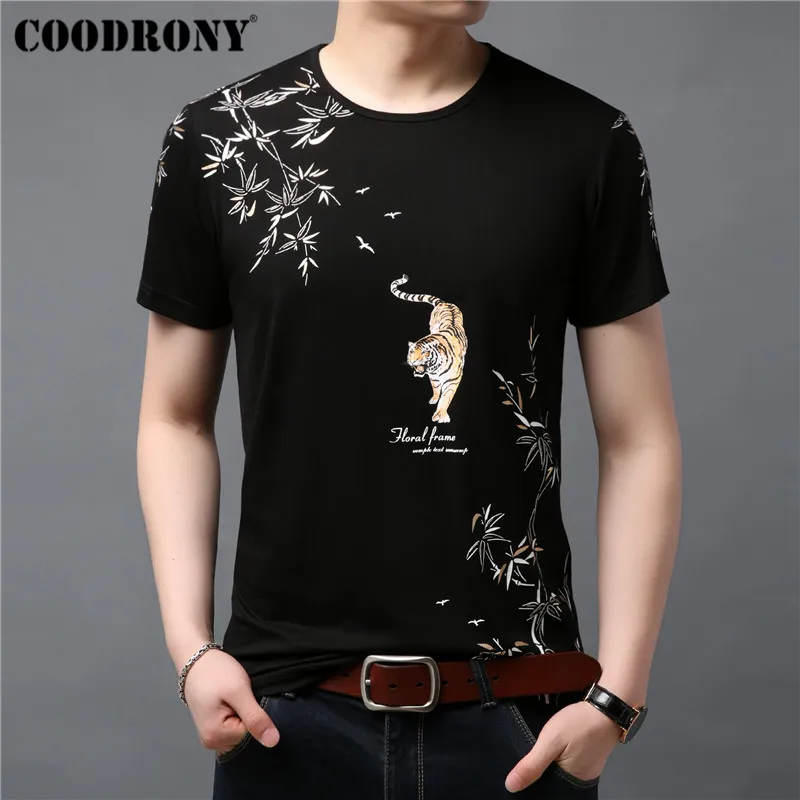 COODRONY повседневные мужские футболки футболка с коротким рукавом китайским