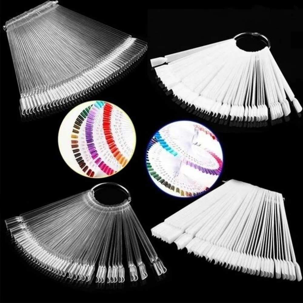 

50pcs/Set Nail Art Tips Display Practice Transparent Natural Color False Nail Tips Manicure DIY Ring Manicure Nail Art Tool