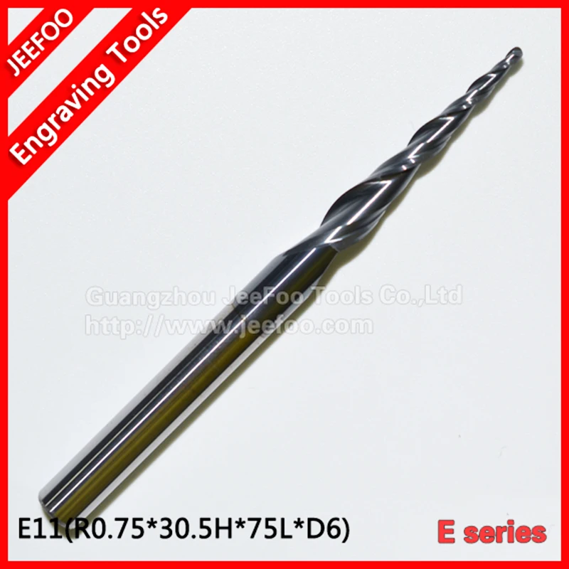 

R0.75*30.5H*D6*75L*2F Taper Bits For Cutting Wood/ Metal With High Effect And Good Quality/Taper Ball Nose Cutter E Series