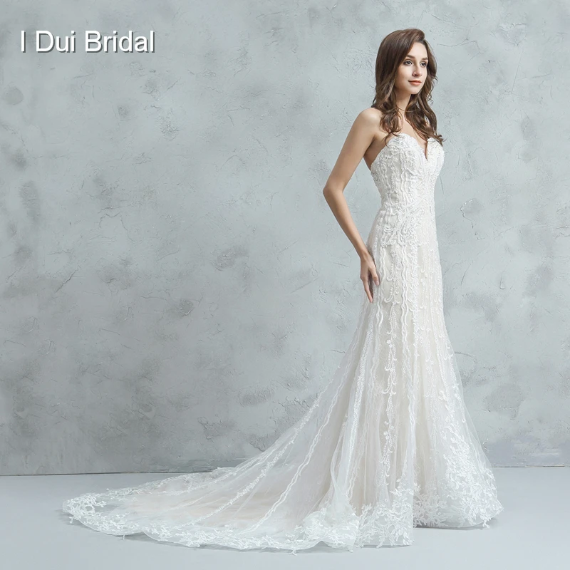 spaghetti strap sheath wedding dress