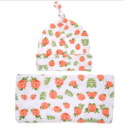 Детское Пеленальное Одеяло с узлом топ шляпа подарок новорожденному роза цветок больница набор для укачивания с крышкой реквизит для фотосъемки