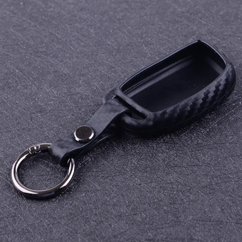 

DWCX Luxury Carbon Fiber Style Silicone Remote Smart Key Fob Cover Case Holder Keychain fit for Hyundai Tucson Elantra Sonata