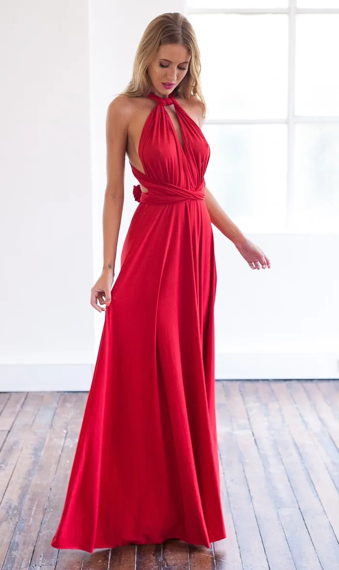 Sexy dress Multiway Wrap Convertible Boho Maxi Club Red Dress Bandage Long Dress Party Bridesmaids Infinity Robe Longue Femme - Цвет: Big red