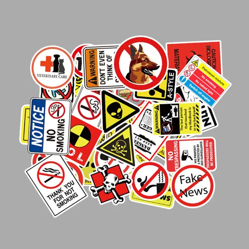 50 PCS Impermeabile di Protezione Solare IN PVC Avvertimento Il Divieto Della Decalcomania Pasters Divertente Rimovibile Auto Del Computer Valigia Adesivi Graffiti