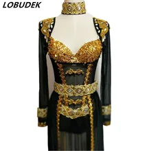 Бар Современный танец женская певица Compere сценический наряд блестящие камни блестки боди сексуальный Подиум перспективный танцевальный костюм