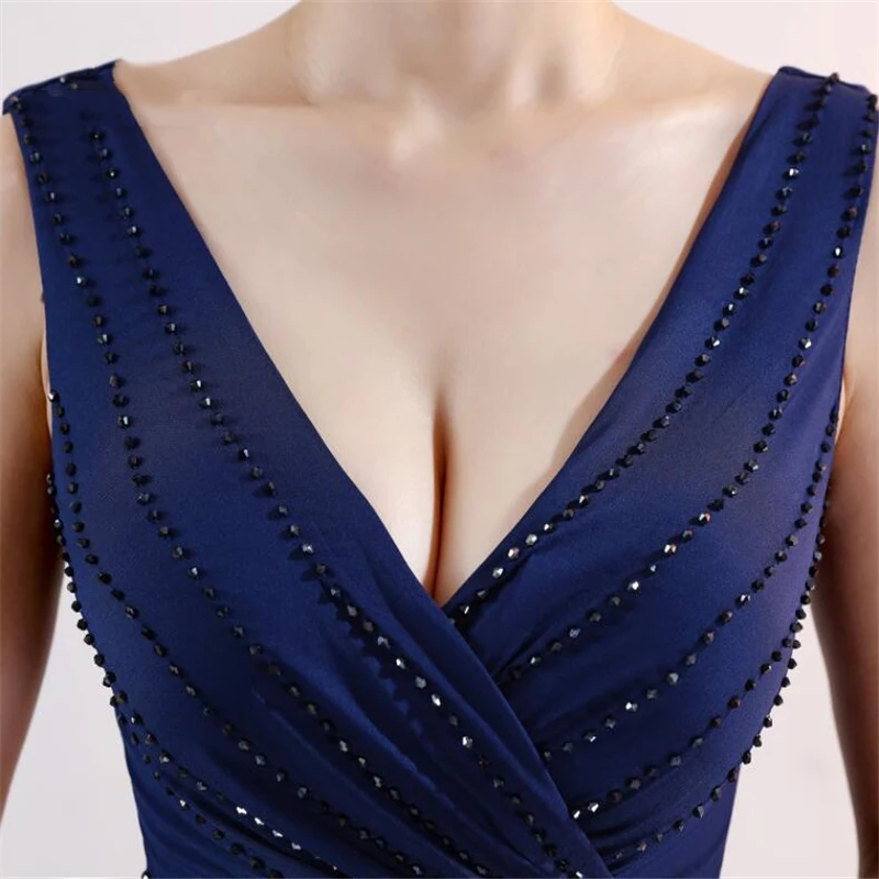 2020 Elegant Prom Dress Satin Evening dresses Long V Neck Sexy High Slits Corset High Quality Evening Wear Formal Party Gowns