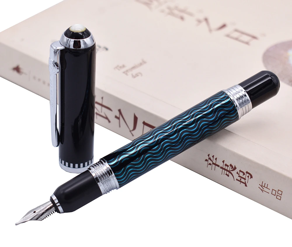 

Duke 669 Fountain Pen , Beautiful Green Ripple Pattern Medium Nib 0.7mm Writing Pen Business , Office , Home Supplies