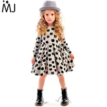 2016 Девушки Платье Хлопка Моды С Длинными рукавами Cat Head Модули Hot Girls Casual Из Одежды детская Одежда Одежда