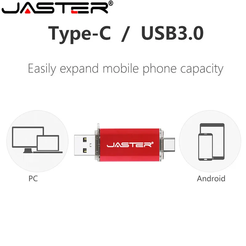 JASTER 2 в 1 USB 3,0 OTG флеш-накопитель 128 Гб 64 ГБ 32 ГБ cel USB флеш-накопитель 16 Гб memoria Stick флеш-накопитель для устройств типа C