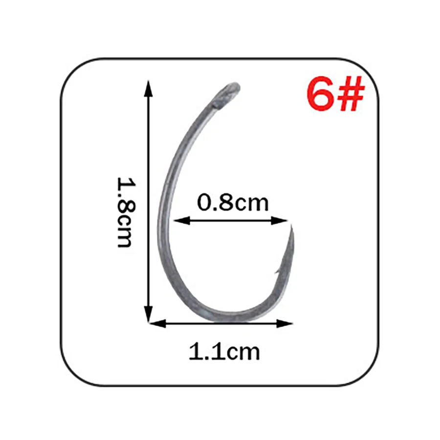 W. P. E брендовый рыболовный крючок с тефлоновым покрытием, 30 шт./лот, рыболовный крючок для ловли карпа, 2#/4#/6#/8#, широкий зазор, с микро-колючим крючком, рыболовные снасти - Цвет: 6