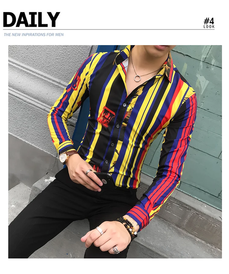 Рубашка в полоску для мужчин Camisa Social Masculina, приталенная Корейская мужская одежда, осенняя рубашка с длинными рукавами, Chemise Homme Manche Longue
