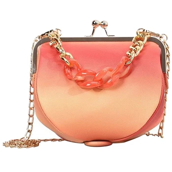 

FGGS-Mini Women'S Pu Leather Crossbody Korean Version Of the Wild Chain Ladies Shoulder Portable Clip Bag