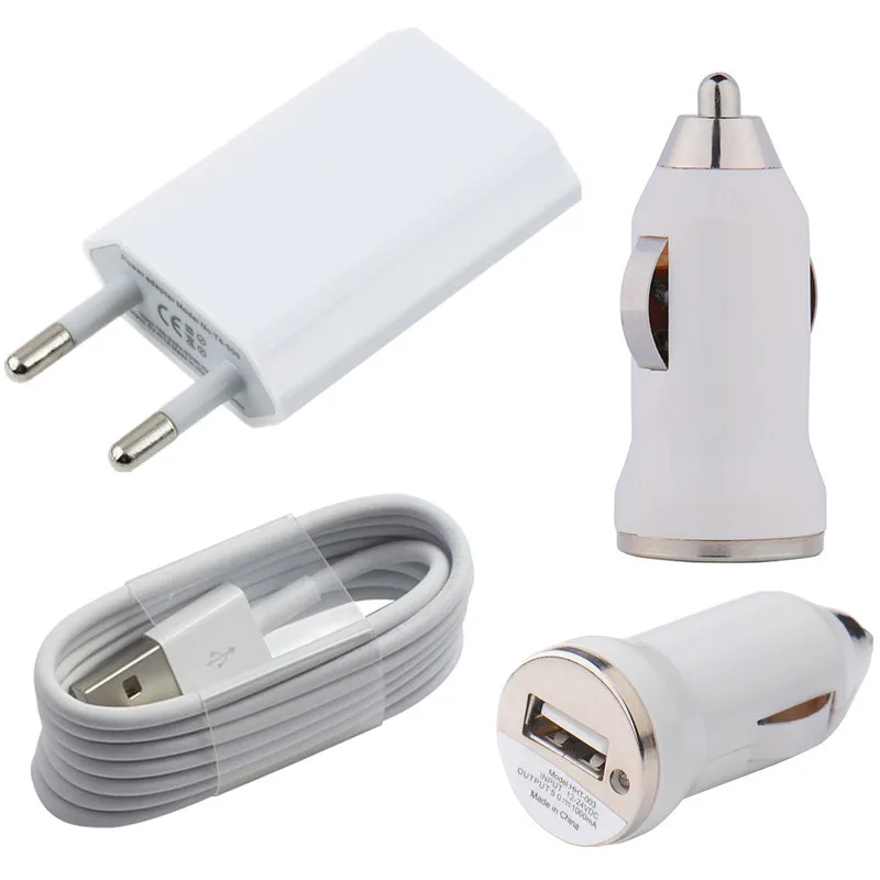 

3 in 1 High quality wall charger + Car Charger + 8pin to USB sync data charging cable for iPhone 5 5s 5c SE 6 6s 7 Plus iOS 10