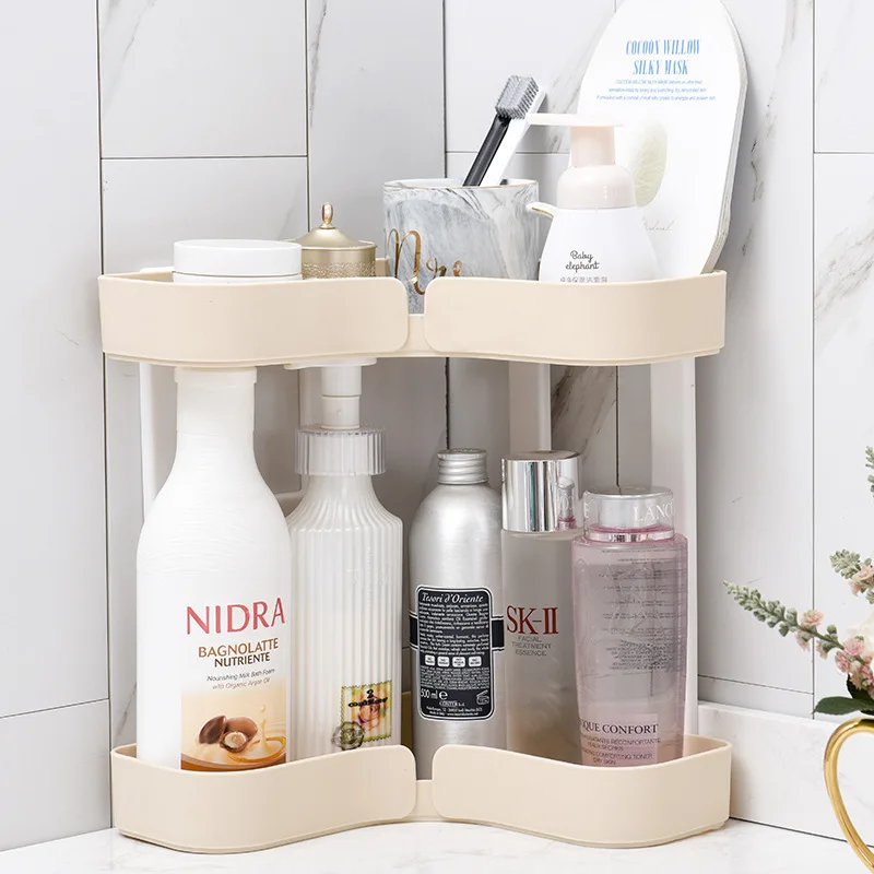 Preise Ecke Make Up Organizer Rack Kosmetische Lagerung Halter Doppel Kunststoff regale Bad Küche Lagerung Regal Schreibtisch Diverse Lagerung