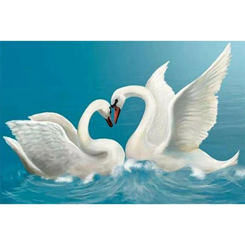 

5D DIY Full Square Diamond Painting Cross Stitch "Swans in water " 3D Diamond Embroidery Rhinestone Mosaic Home Decor Gift
