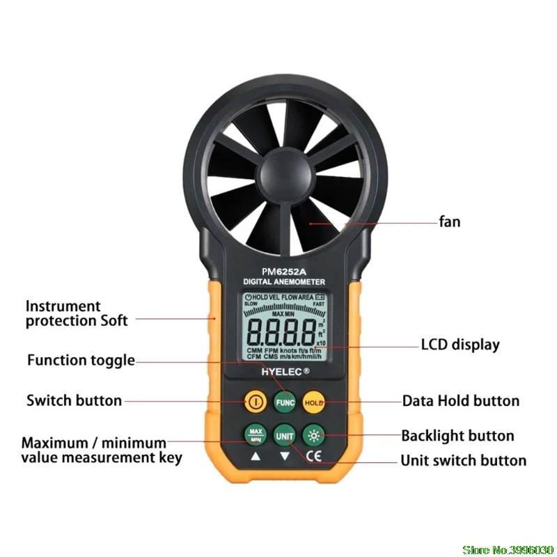 HYELEC MS6252A цифровой воздуха Скорость анемометр/Объём воздуха/Air Гидродинамическое испытание метр