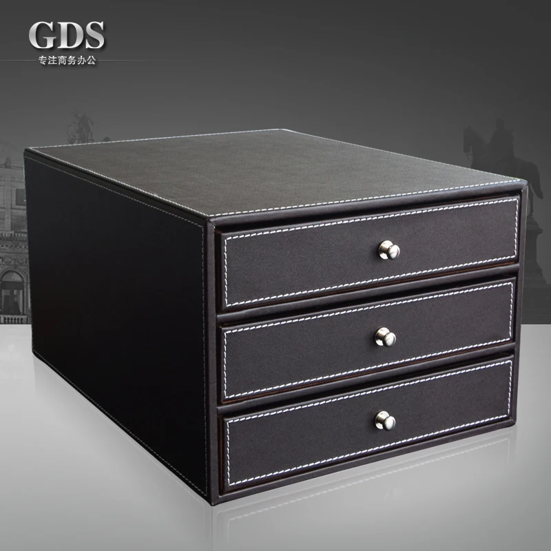 Gardensun 3 Drawer 3 Layer Wood Structure Leather Desk Filing